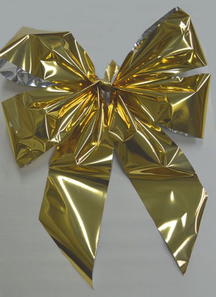 Nœud géant doré en PVC de 120 cm - Décoration de Noël - Décor Thermoformé